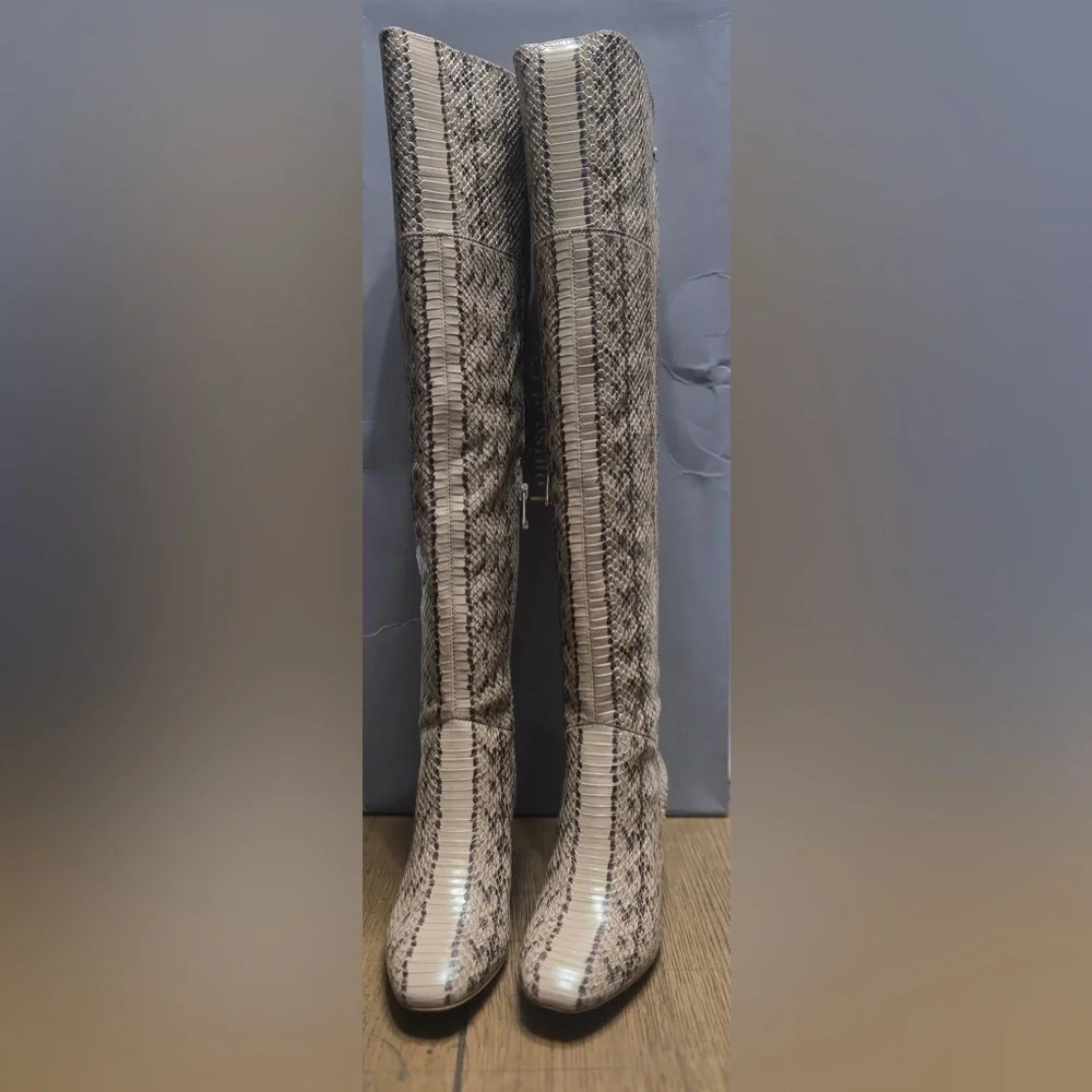 Louise et Cie Snakeskin Pattern Over the Knee Boots Women’s 6 NWT